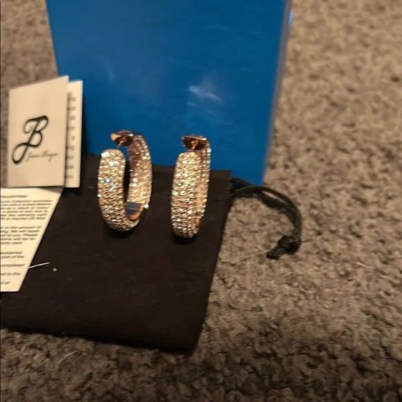 Joan Boyce Rose Gold Hoop Earrings with Crystals - Picture 9 of 10